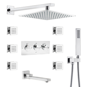 Wall Mount Stainless Steel Chrome Polished Single Handle <strong>Shower</strong> System Slide <strong>Bar</strong> Square <strong>Shower</strong> Head Massage Spray Ceramic <strong>Valve</strong> - Product Image 2
