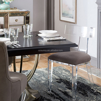 Chaise d'appoint moderne en acrylique transparent avec coussin en velours, chaise de salle à manger de luxe, chaise de bureau pour hôtel