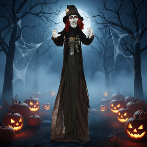 Decorazione di Halloween: Figura di Scheletro con Cappello e Capelli Rossi per Decorazioni per Feste di Halloween - Product Image 2