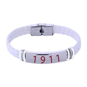 Bracelet de fraternité de haute qualité en acier inoxydable et cuir, inspiré du symbole grec <span class=keywords><strong>Kappa</strong></span> KAY, rouge et blanc, ton 1911 - Product Image 1