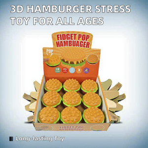 Jouet anti-stress en silicone 3D en forme de hamburger, jouet sensoriel à bulles à presser pour les grands enfants et les adultes, cadeau amusant ASMR pour les garçons et les filles - Product Image 2
