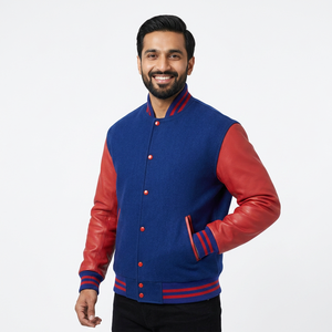 Custom <b>Men's</b> Varsity <b>Jacket</b> Winter 100% Wool <b>Warm</b> and Windproof Collarless Casual Letterman CollegeBaseballjacket for <b>men</b> - Product Image 1