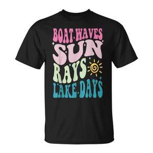 T-shirt Boat Waves Sun Rays Lake Days, design amusant pour l'été - Product Image 1