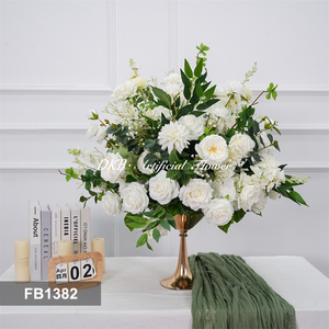 Flores Artificiales Blancas al por Mayor, Rosas y Plantas, Centro de Mesa en Forma de Bola, Arreglo Floral Artificial para Decoración de Recepciones - Product Image 2