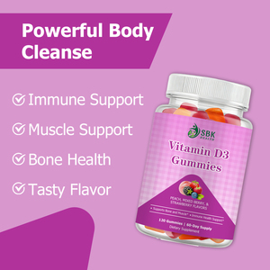 Gommes de Vitamine D3 de Haute Qualité avec Carbohydrates Totaux – Puissant Nettoyant Corporel et Soutien Immunitaire – Complément de Santé en Gommes - Product Image 3