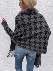 Poncho de punto con cuello de piel para <span class=keywords><strong>mujer</strong></span>, chal de lujo, <span class=keywords><strong>cárdigan</strong></span> con borla, otoño e invierno, <span class=keywords><strong>2022</strong></span> - Product Image 2
