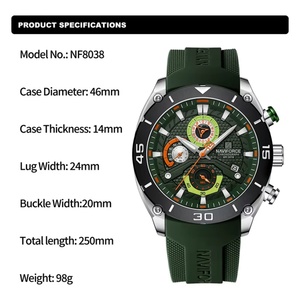 Nouvelle montre NAVIFORCE décontractée, robuste et étanche pour homme, montre sport à quartz, bracelet en silicone souple, chronographe - Product Image 6