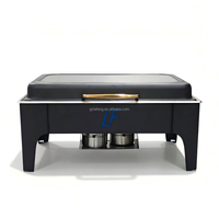 Lefeng – Plat de service carré de luxe en acier inoxydable avec fenêtre en verre, chauffe-plat de buffet, récipient chauffant 9L pour eau chaude