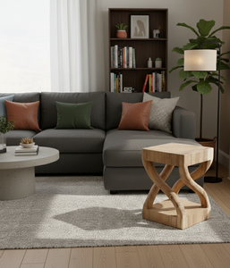 Tabouret artistique en bois de suar sculpté dans du bois massif, aux courbes fluides, grain naturel et caractère distinctif, idéal pour un style d'appoint. - Product Image 5