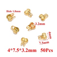 Lot de 50 Calottes à Sertir et Perles à Écraser pour Chaînes à Billes, Connecteurs, Fermoirs d'Extrémité, Finition Dorée, pour Bijoux DIY Colliers Bracelets et Accessoires