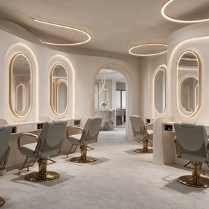 Muebles Completos para Salón de Belleza con Renderizado 3D Personalizado, Muebles Modernos de Estilo Minimalista Crema para Recepción y Sala de Espera de Spa - Product Image 4