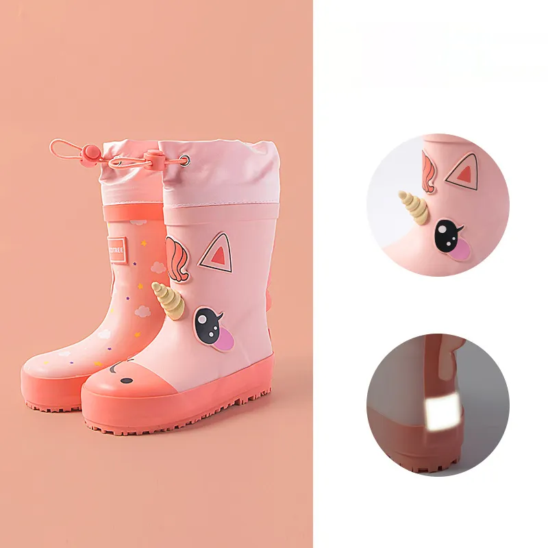 Lapps Factory OEM Niños Wellies Impermeable Niño Moda Gumboots 3D dibujos animados Impreso botas de goma para niños Niña
