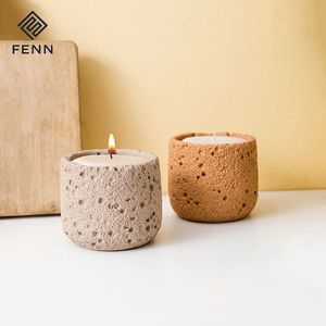 Bougie décorative en céramique givrée, design <span class=keywords><strong>original</strong></span> unique nordique, porte-bougie coloré, pot à bougie en béton vide, décoration d'intérieur, pot à bougie en ciment - Product Image 1