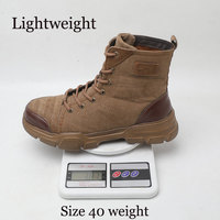 Bottes de sécurité AMAWEI à embout en acier 611 avec doublure en mesh, semelle extérieure en EVA, anti-écrasement, antidérapantes, marron noir, bottes de sécurité pour hommes