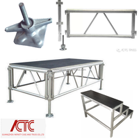 Scène mobile modulaire en verre/métal pour concerts, mariages, événements en plein air, durable, facile à installer, antidérapante