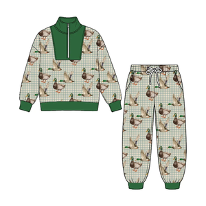 Ensemble de vêtements de chasse pour bébés garçons, pull à fermeture éclair à carreaux avec poches, tenue d'automne - Product Image 4