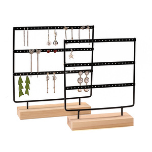Espositore all'ingrosso in legno per gioielli: <span class=keywords><strong>porta</strong></span> <span class=keywords><strong>orecchini</strong></span>, collane, anelli e bracciali, personalizzabile, con rivestimento in velluto - Product Image 1