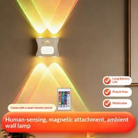 Lampu Dinding RGB Ambient, Pemasangan Magnetik, Sensor Gerak PIR, Lampu Dinding LED Isi Ulang dengan Remote