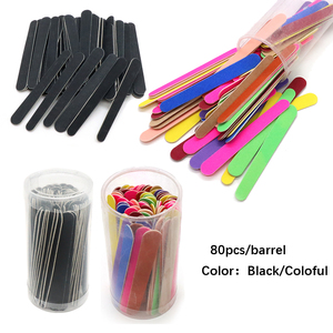 80 unidades/barril, limas de uñas de madera mini de 9 cm, coloridas, de doble cara, para lijado y pulido, herramientas desechables para pedicura y manicura - Product Image 1