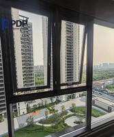 Nuevo Producto, Ventana de Aluminio Laminado Ultra Transparente con Persiana y Función de Apertura Abatible para Uso en Exteriores y Villas
