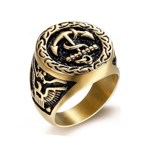 <span class=keywords><strong>Anillo</strong></span> de moda recién llegado, diseño personalizado, <span class=keywords><strong>anillo</strong></span> de ancla de acero inoxidable Retro Vintage para hombres, joyería diaria - Product Image 2