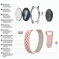 Bracelet de montre sport en silicone bicolore Rainbow Edge JM-Sb1822S01, sangle souple avec boucle à rivets pour montre connectée 18 mm, 20 mm, 22 mm