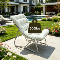 Ensemble de chaises longues de jardin modernes en acier avec coussin pliable pour terrasse et cour