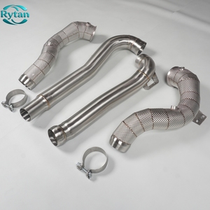 Système de tuyaux de descente Rytan brossés soudés TIG pour Mercedes Benz 2015-2017 <span class=keywords><strong>AMG</strong></span> M178 C190 <span class=keywords><strong>GT</strong></span> GTS GTC GTR 4.0T avec protection thermique - Product Image 2