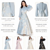 Nouvelle Abaya Modeste en Satin YSYL pour Femme, Élégante, Imprimée à Motifs Métallisés, Manches Longues, Longueur Cheville, Coupe Ajustée, pour Mariage/Fête/Usage Quotidien, Taille XXL