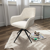 Chaise de salle à manger pivotante au design moderne Fauteuil en velours/Sherpa de haute qualité en tissu français Pieds en métal Salon Chambre Chaise de loisirs