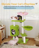 Arbre à chat d'intérieur classique écologique de 41,2 pouces avec 3 poteaux à gratter, construction en papier et en bois, design de condo confortable, emballage en carton