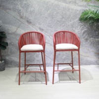 Chaises de bar de café en plein air en aluminium de haute qualité hôtel magasin de thé au lait loisirs chaise de bar en corde ensembles de meubles de jardin en plein air