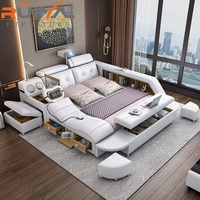 Cama Inteligente Multiusos Moderna para Dormitorio, Cama King Size Inteligente con Proyector