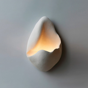 Ins Aesthetic Wabi Sabi Organic Teardrop Ceramic Wall Lamp Matte Rough Texture Irregular Curved LED Wall <b>Sconce</b> Neutral Warm - Product Image 6