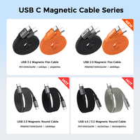 Cable USB-C Magnético Plano UNIEAN al por Mayor, 480 Mbps, Cables de Datos, 240 W, Tipo C, Carga Rápida, para iPhone y Android
