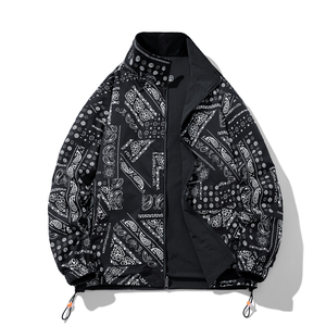 เสื้อแจ็คเก็ตสองด้านสำหรับผู้ชาย แบรนด์เท่ๆ รุ่นใหม่ประจำฤดูใบไม้ผลิและฤดูใบไม้ร่วงปี 2025 คอตั้ง กันลม ทรงหลวม พิมพ์ลายดอกแคชเมียร์ - Product Image 2