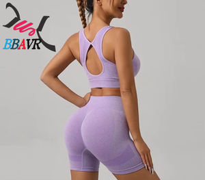 Conjunto Deportivo de Dos Piezas para Mujer, Top Corto sin Costuras y Pantalones Cortos para Yoga, Verano - Product Image 5