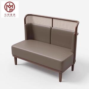 Cabina de cuero semiredonda de gama alta, sofá, mesa de mármol, silla de ratán, cafetería comercial, tienda de té, muebles de <span class=keywords><strong>restaurante</strong></span> - Product Image 6