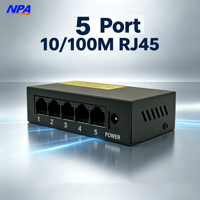 Switch de Red de 5 Puertos 10/100Mbps RJ45, Switch Ethernet de Escritorio, Función Plug and Play para Hogar, Oficina, Cámara IP, AP-5005