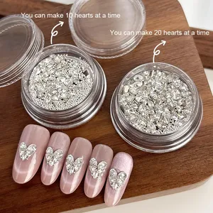 Ensemble de strass pour nail art en forme de cœur blanc, cristaux multiformes, strass plats roses, perles rondes, bijoux en diamant pour nail art et artisanat - Product Image 1