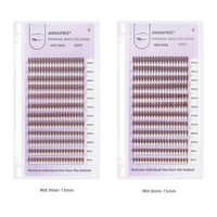 ANNAFRIS Brown Comic Spire Lashes Extensions Automatic Flowering Premade Fans Natural Soft Anime Effect Bulu Mata Palsu FEATHER