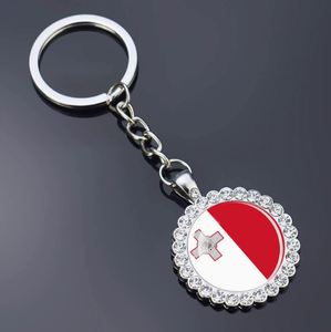 Porte-clés personnalisé en gros avec drapeau de <span class=keywords><strong>Malte</strong></span>, entièrement orné de strass, pendentif décoratif pour sac <span class=keywords><strong>à</strong></span> dos - Product Image 1