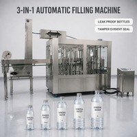 Machine de remplissage automatique de liquides pour bouteilles en PET et en verre d'eau potable minérale pure avec rinçage et bouchage automatiques