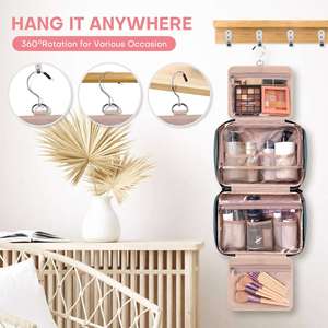 Organisateur de cosmétiques 3 en 1 résistant à l'eau, sac à maquillage portable avec crochet de suspension - Product Image 3