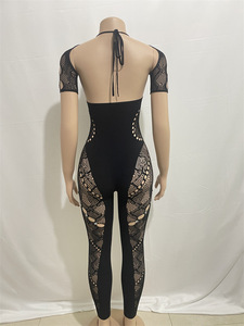 NN0026 Barboteuse une pièce avec strass Nouveauté 2024 Printemps Vêtements pour femmes See Through Mesh Sexy Bodycon Solid Jumpsuits Women - Product Image 6