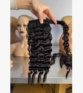 Extensions de cheveux humains bouclés birmans, queues de cheval à cordon, fournisseurs de cheveux humains, prix de gros, haute qualité - Product Image 3