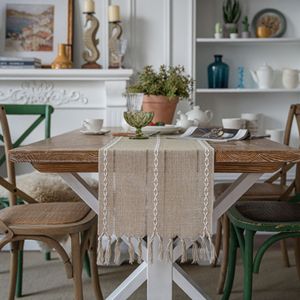 Nappe de gros Summer <span class=keywords><strong>Anne</strong></span>'s Simple Floral brodé avec pompon pour la maison ou l'hôtel Chemin de table - Product Image 5