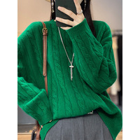 Vente chaude Style de base Nouveau pull à col rond pour femmes en laine mérinos florale torsadée