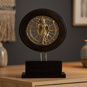 Sculpture artisanale en métal de Shiva Nataraja avec base sur roulettes, cadeau décoratif - Product Image 3