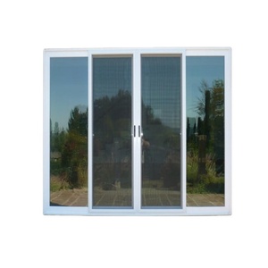 Porte d'entrée principale commerciale à double battant en verre avec cadre en aluminium, système étanche, design chinois, moustiquaire en fibre de verre - Product Image 3